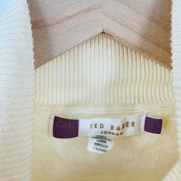 Ted Baker Turtleneck Ribbed Waist Knit Top Wool Cotton Blend Pullover Size 3 - Picture 3 of 8